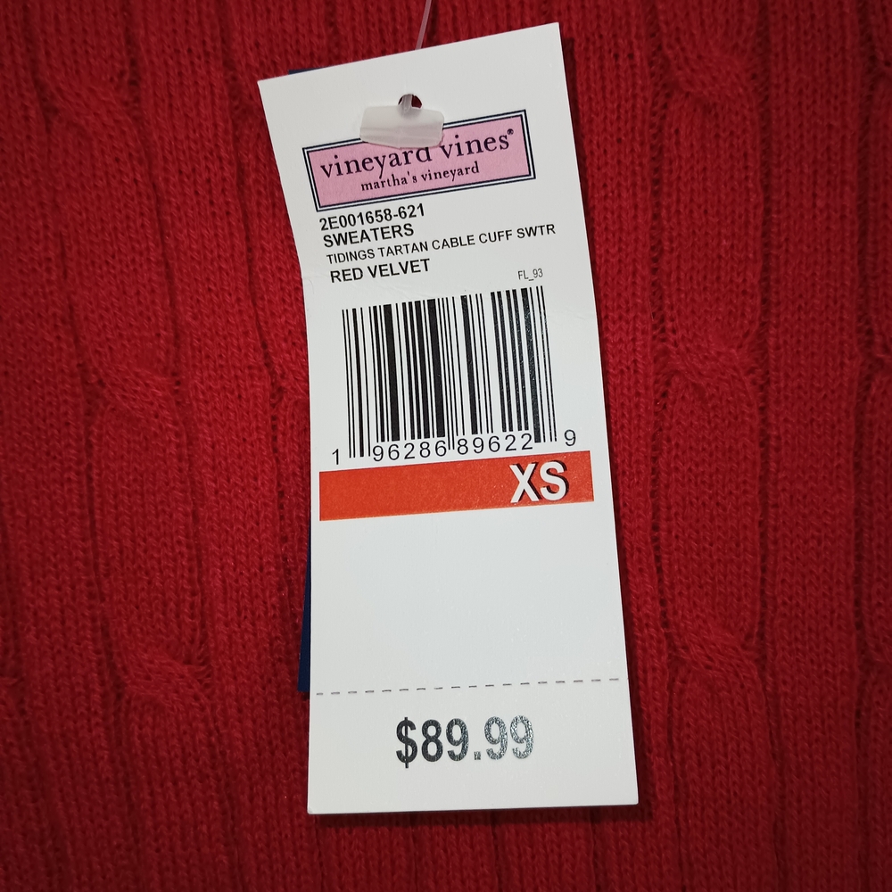 Vineyard Vines Red Cable Knit Crewneck Sweater XS - Picture 5 of 12